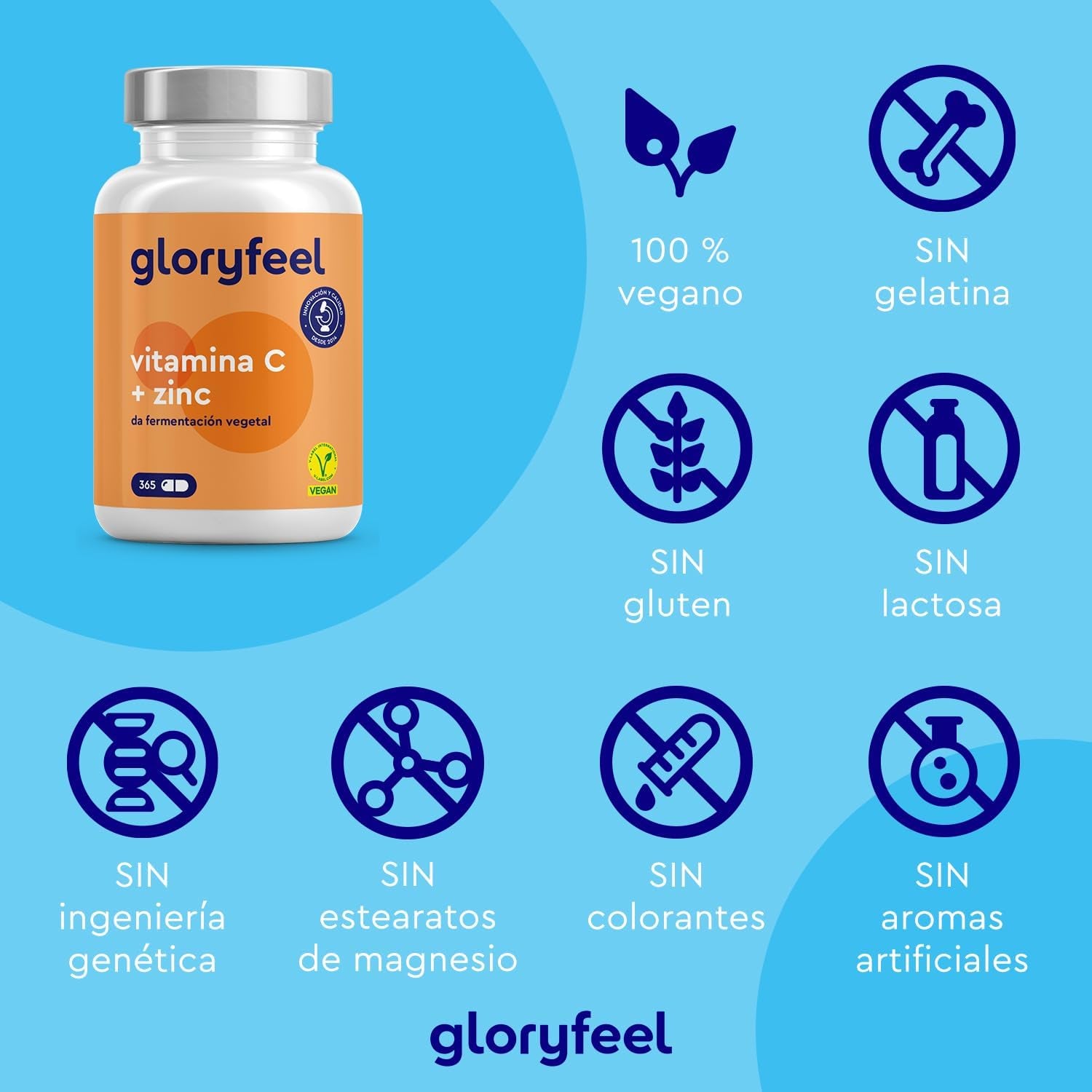 Vitamina C + Zinc - 365 Cápsulas - 1000Mg Vitamina C + 20Mg Zinc - Apoya El Sistema Inmunológico Y Reducen La Fatiga - Vitamina C Tamponada Con Protección Gástrica Y Ph Neutro - 100% Vegano